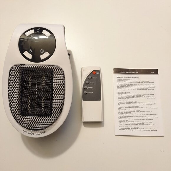 Portable Wall Plug-In Electric Heater With Remote Control & Timer Function - Picture 1 of 8